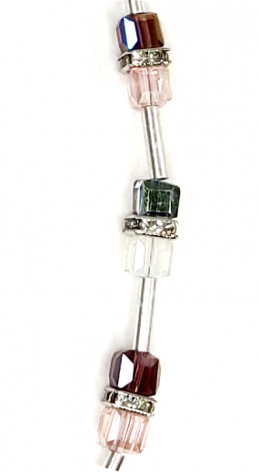 CALU608- Blickfang feine 6x6 Würfelkristall, Milchweiss, Rosa, bordo