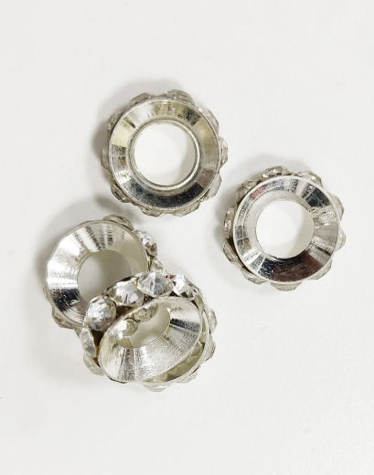 RE15FFS- 10 Schmuck Rundelle großes Loch  rund viele Strass D=15mm