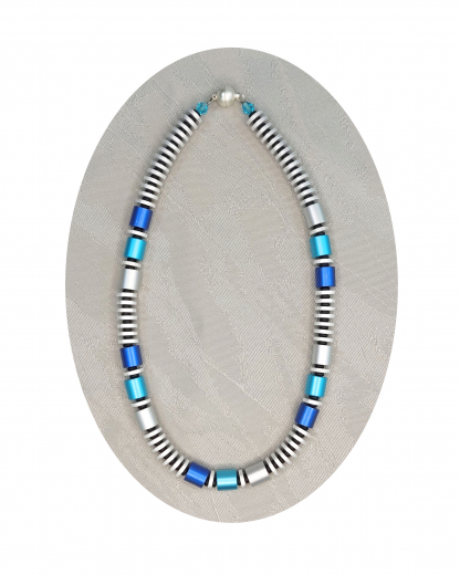 ASKA001- Blickfang blau, blau, Grau aus elox. Alum. Walzen 10x10 und Scheiben