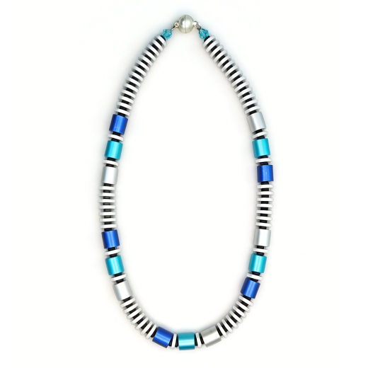 ASKA001- Blickfang blau, blau, Grau aus elox. Alum. Walzen 10x10 und Scheiben