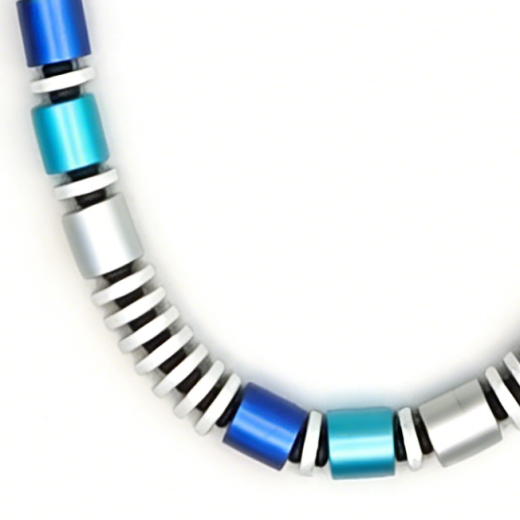 ASKA001- Blickfang blau, blau, Grau aus elox. Alum. Walzen 10x10 und Scheiben