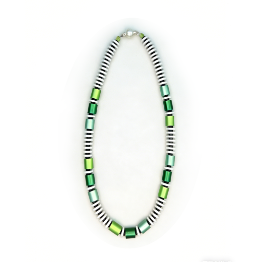 ASKA002- Blickfang grün , grün , türkis aus elox. Alum. Walzen 10x10 und Scheiben