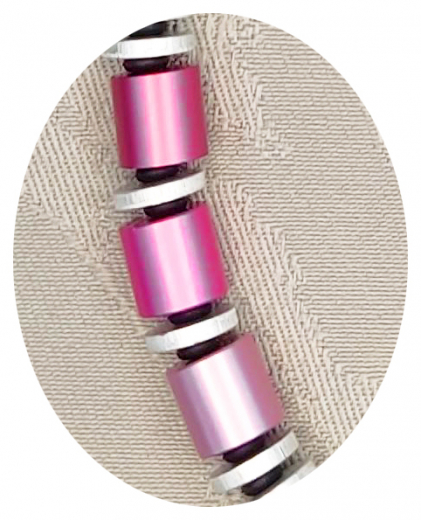 ASKA003- Blickfang pink, pink, rosa aus elox. Alum. Walzen 10x10 und Scheiben