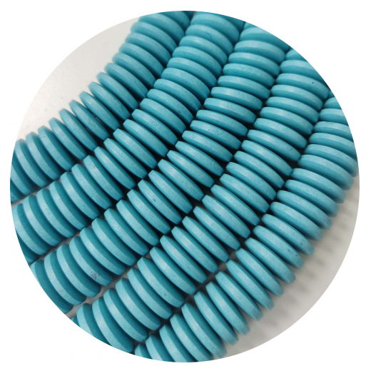 CS3008- 1 Strang Holzscheibe Türkis Matt 15x4