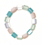 AHW1009- 1 Armband wunderschöner Blickfang rosa, türkis Walzen10x10