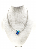 OLA5007- 3 reihige feine Halskette, 3 Perlen aus elox. Alu, Farbe:blau,blau,blau