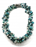 SAWA8004- 4 reihige Türkis Töne aus Süsswasserperlen ca 6-8 mm mit Magnetverschluss