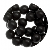 STGC1111-  1 Strang doppelte Länge Glaswachsperlen Kugel 12mm Schwarz