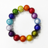 ABMP1401- 1 Armband aus Miracle Pearls, Magicperlen mit 3D Effekt Regenbogen 14mm