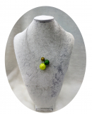 OLA6001- 3 reihige feine Halskette, 3 Magic Perlen, braun, grün, gelb