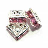 F80371- 20x Schmuck Rundelle Flach, Strass lila 8x8 mm