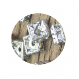 R806FFS- 100 x Schmuck Rundelle Flach, Strass silber D=ca 6x6 mm