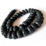 ST108R12- 1 Strang Lava Perlen Scheiben Rondelle Natur Schwarz 12#