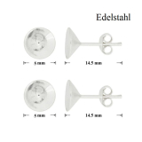 ZQ304 -  100 Stück Ohrstecker Edelstahl  5mm