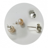 NQ9102- 1 paar Ohrstecker rosa Perlen rund 10# AA 925 Silber