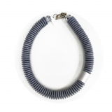 CSTA001- Kette aus Holzscheiben im Grau mit Alusilber 20# 52