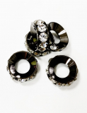 RE15FFB- 10 Schmuck Rundelle großes Loch  rund viele Strass black 15mm