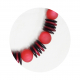 RIC1001- Kette aus Holzscheiben Rot Schwarz, Kunstharz Kugel Rot 20mm