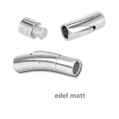VS8306M- 10  Edelstahl Hebeldruckverschluss für Lederband 6 mm edel matt