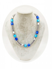 ASKA006- Blickfang blau, türkis,grau aus elox. Alum. Walzen 10x10 & Scheiben