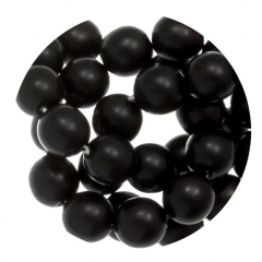 STGC1111-  1 Strang doppelte Länge Glaswachsperlen Kugel 12mm Schwarz