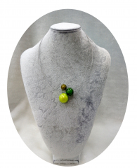 OLA6001- 3 reihige feine Halskette, 3 Magic Perlen, braun, grün, gelb