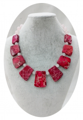 PLM005- Blickfang Königdtürkis gefärbt in Rotjaspis L ca 50cm + Verlängerung (copy)