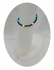 FMP1006- Fusskette aus Magic Perlen, blau, grün, weiss 8mm + kristall