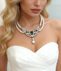 MY2001- Collier Süsswasserperlen ca 7-8 # mit goldigem Engelflügel Edelstahl