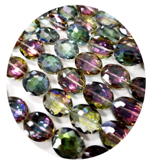 STV0540-1 Strang Kristall Strass Oval 24x20x10, Turmalinefarbe changiert 12 Perlen