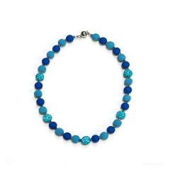 CAS1003- Kette aus Colorlave blauverlauf, Magnetverschluss