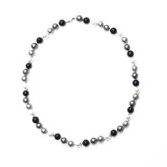 MKP0802- Collier aus Muschelkernperlen ca 8mm, 47,5cm Karabiner