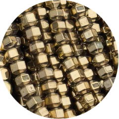 STH2F103-  1 Strang Hämatit Würfel 2x2 A Qualität gold
