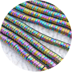 STHC6404- 1 Strang Hämatit 6x2 A Qualität Scheiben Regenbogen