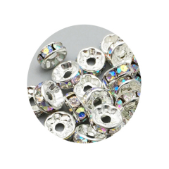 R710WAB- 50 Schmuck Strass  Rondelle Flach silber ca 10 mm