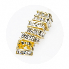 R806FFG- 100 x Schmuck Rundelle Flach, Strass goldig D=ca 6x6 mm