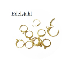 ZQ805G- 30 Stk Ohrbrisuren rund Edelstahl vergoldet