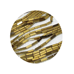 STHC4132-  1 Strang Hämatit Quader 4x4x13  A Qualität Gold