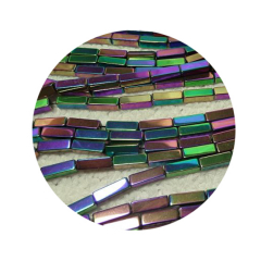 STHC4132-  1 Strang Hämatit Quader 4x4x13  A Qualität Regenbogen