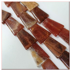 ACT01003- 1 Strang geäzten Achat Trapze ca 18,25, H35, 11Stk