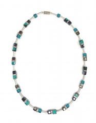 CALU603- Blickfang feine 6x6 Würfelkristall, Katzenaugen grau, Türkis, Antrazit