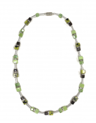 CALU605- Blickfang feine 6x6 Würfelkristall, Katzenaugen grau, antrazit, Peridot