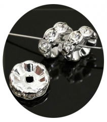 R706WS- 100 x Schmuck Spacer Welle, Strass silberD=ca 6mm